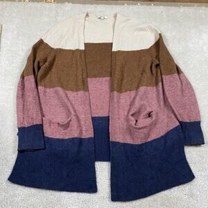 Madewell Sweater Womens L Colorblock Open Front Cardigan Merino Alpaca Wool